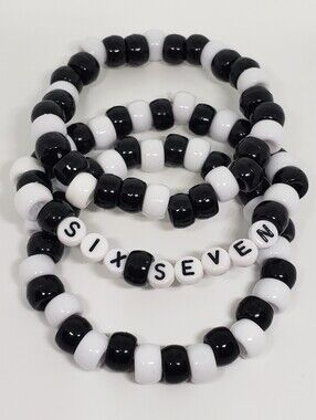 Handmade Black White Checkered Six Seven Stackable Kandi Bracelets